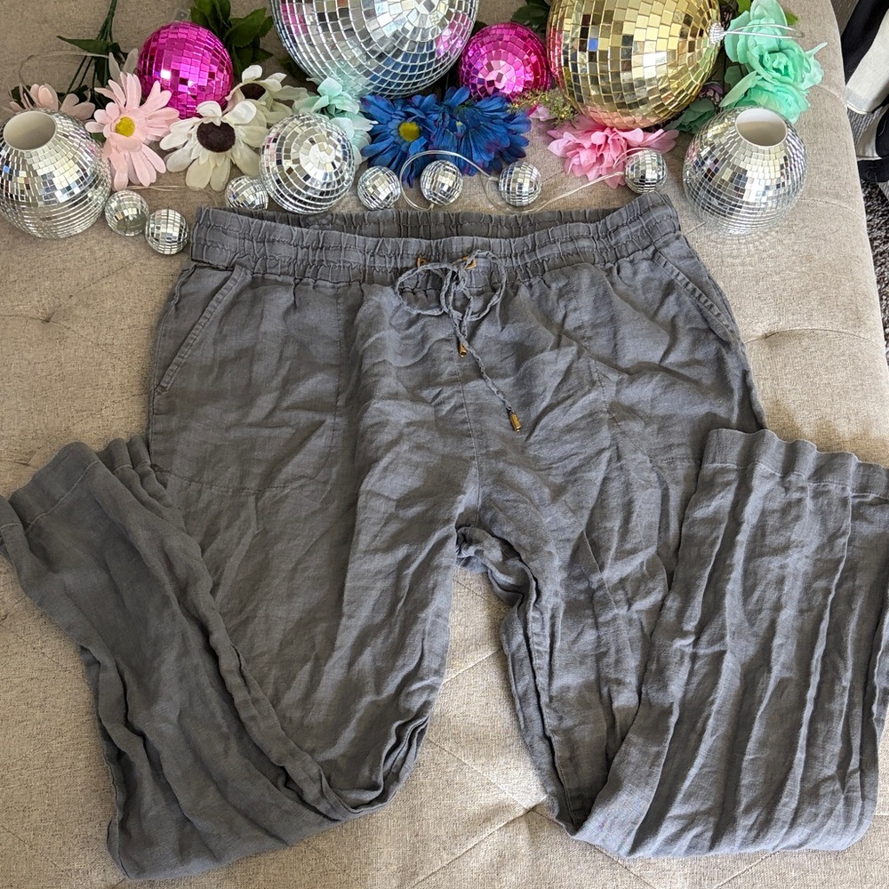 Casual Lightweight Drawstring Linen Pants